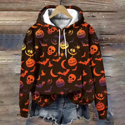 Sudadera con capucha de dibujos animados para mujer Halloween Linda Ropa para mujer Tops Otoño Casual Sudaderas con capucha Moda Sueltas Sudaderas para mujer