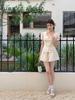 2026 Spring/Summer French Square Neck Short Sleeve Shirt & A-line Skirt Shorts Textured Fashion Set for Women