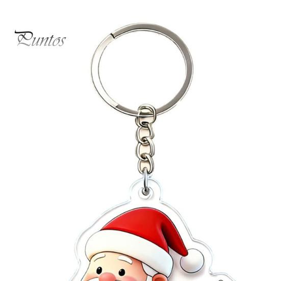 Handbags Decorative Charms Cartoon Santa Claus Acrylic Keychain, Double-sided Christmas Key Festive Car Accessories Ring, Pendant Charm for