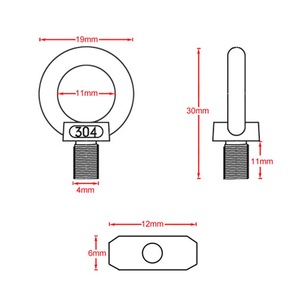 2PCS zarážka na přední stan Držák na kolejnice z nerezové oceli M4 kroužek s okem kroužek s okem Šrouby s hákovou maticí pro obytný karavan