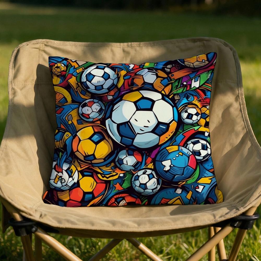 New football print Cushion Cover Soft Reversible  Durable Pillow Cover  MultiScene Use for Home  Car Daily Comfort