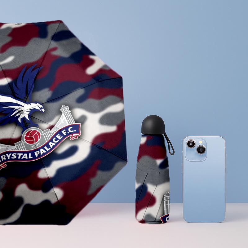 Crystal Palace Football Pattern Printed Mini 5 Folds 8 Ribs Compact Umbrella Windproof Waterproof Lightweight Portable Folding