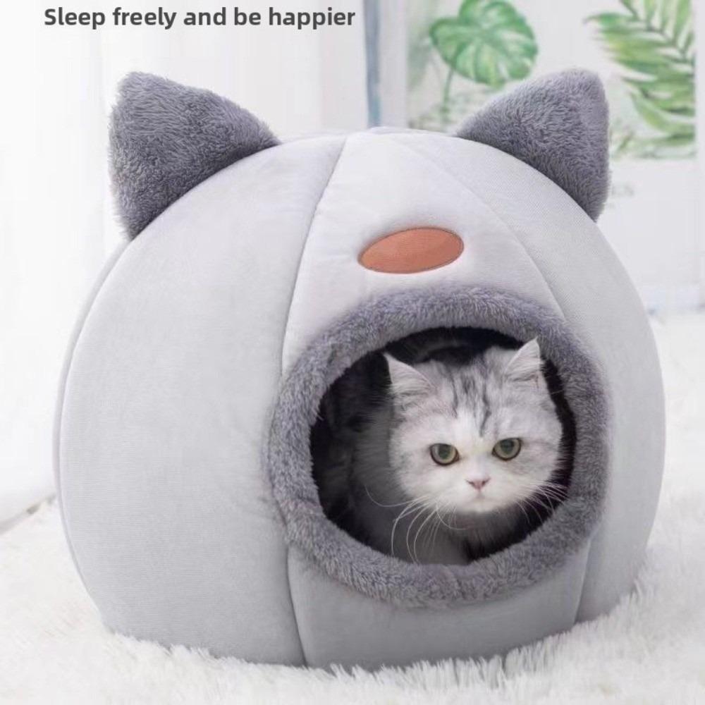 

Washable Cat Sleeping Beds Semi-Closed Design Small Animals House Tent Cute Dog House Four Seasons M