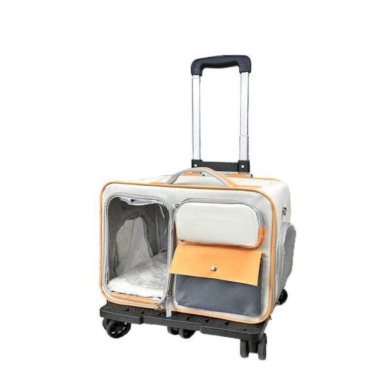 Oxford Cloth Portable Pet Trolley Case Travel Carrier Bag for Cats & Small Dogs Anti-Stress Cat Backpack Lightweight Luggage Bag