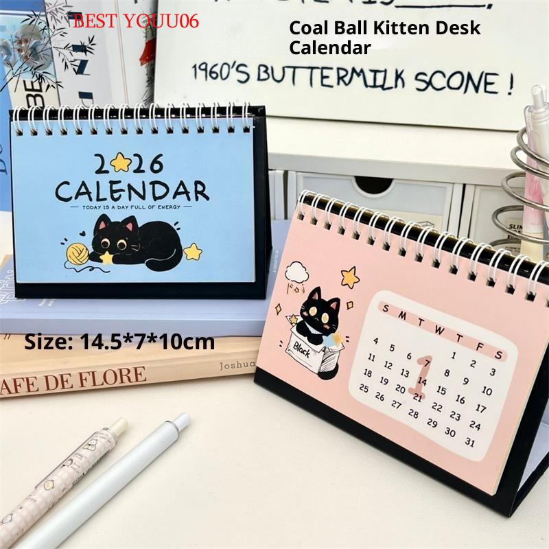 (YOUU06)2026 Year Of The Horse Mini Calendars Desk Travel Calendars Cute Cat Pattern Calendar Desktop Decor Ornament