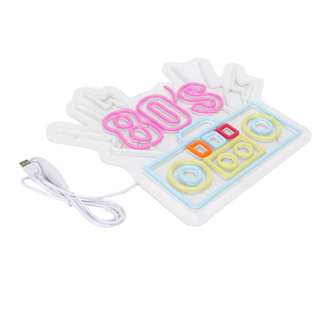 80 s Neon Sign Multi Color LED Strips Acrylic Panel 80 s Wall Decor for Bar Party Shop Cafe