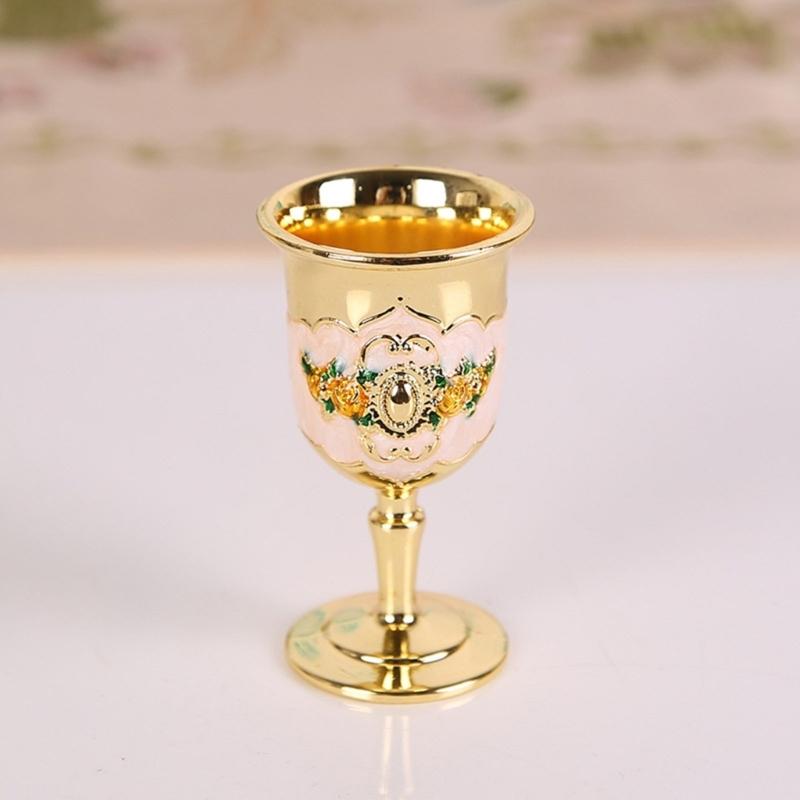 2Pcs Chalice Goblet Metal Shot Glasses Engraving Rose Flower Wine Cup Medieval Drinkware for Party Wedding Decors Gift