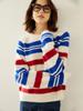 Women's Stylish Wool Knit Striped Sweater: Autumn/Winter Loose Casual Pullover, Elegant Base Layer.