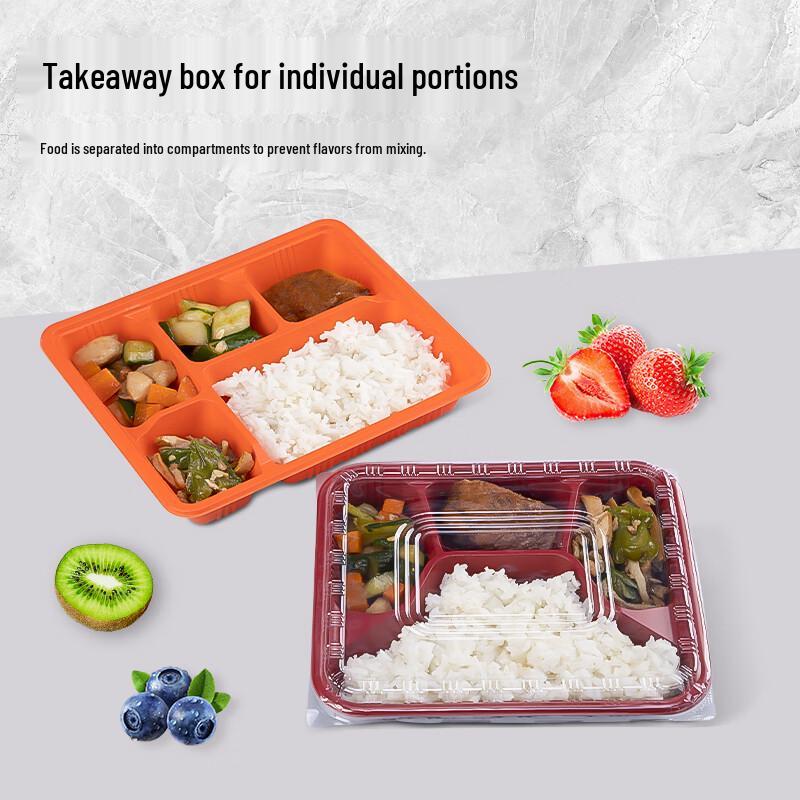 Homeglen Einweg-Rechteckige Lunchboxen mit Fächern und Deckeln