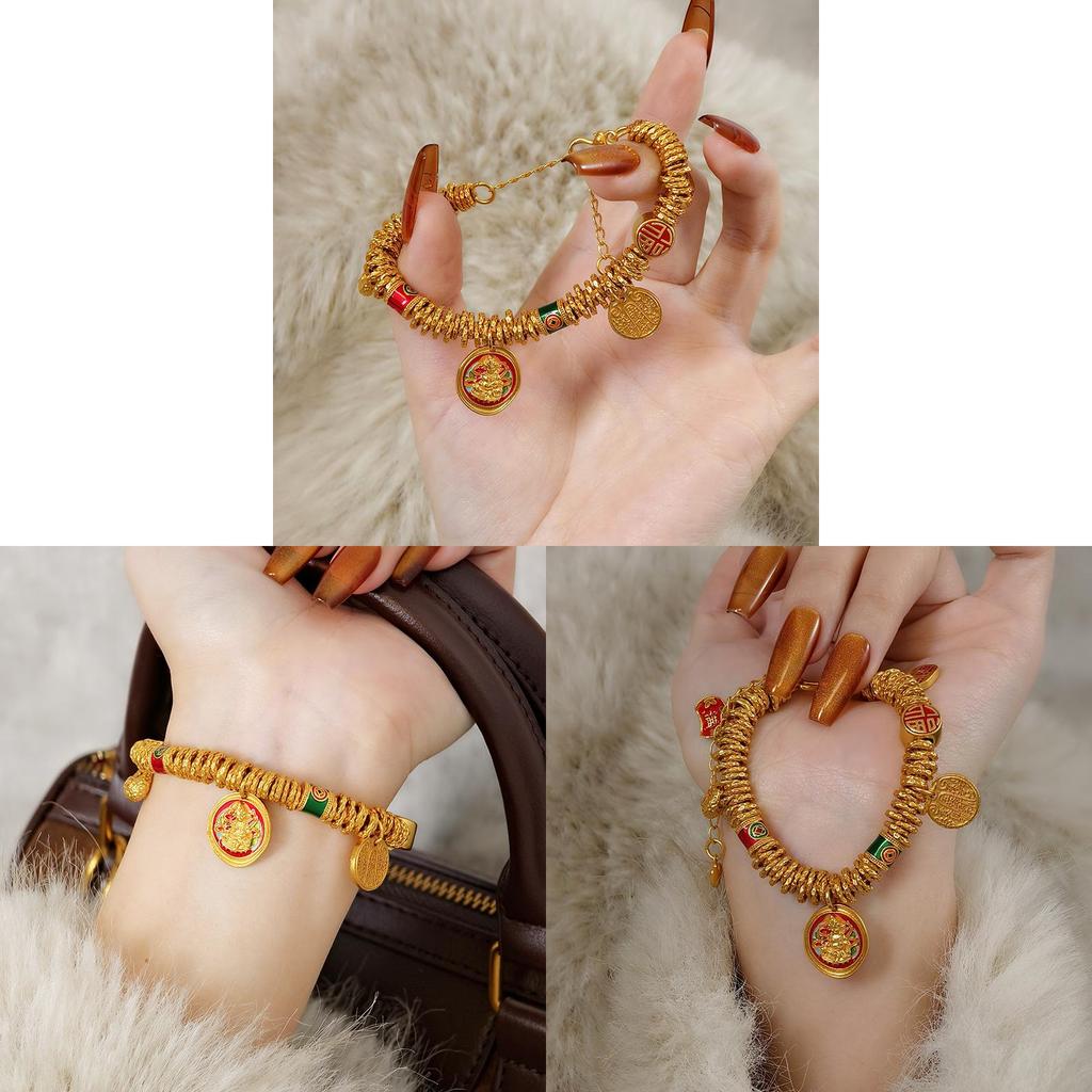 Traditional Copper Pendant Bracelet With Gold Plating For Women Gift Ethnic Style