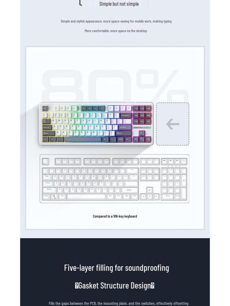 AULA F87Pro Wireless/Wired Mechanical Gaming Keyboard with Bluetooth