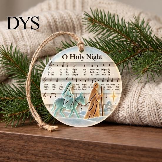 Home Garden Window Decoration Sea Glass Christmas Hymn Ornaments, Handmade Music Sheet Nativity Hanging Decoration, Traditional Tree Baubles