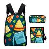 Harajuku Popular Cool Food 3D Print 3pcs/Set Pupil School Bags Laptop Daypack Backpack Inclined Shoulder Bag Pencil Case