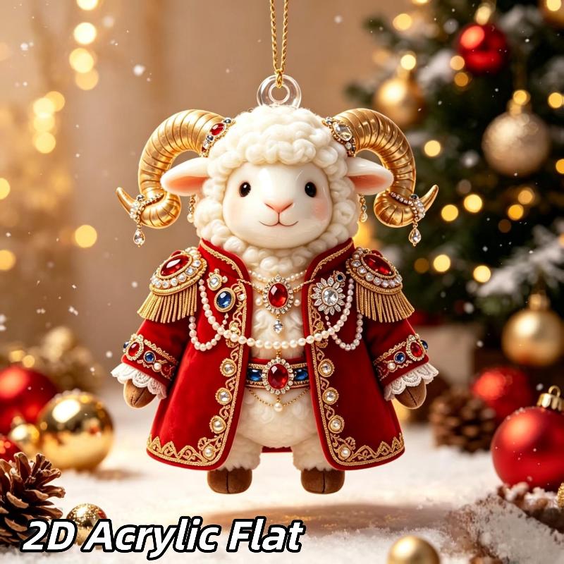 Acryl Chinesisches Tierkreiszeichen Ziege Hängendes Ornament Glücksbringendes Rotes Gold Design Für Neujahr Heimdekoration