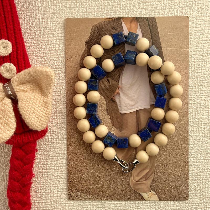 Handmade L Lapis Lazuli Blue Vaion Sle Nelace Fre Out New Chinese Design Collarbone Chain Jewelry Accory