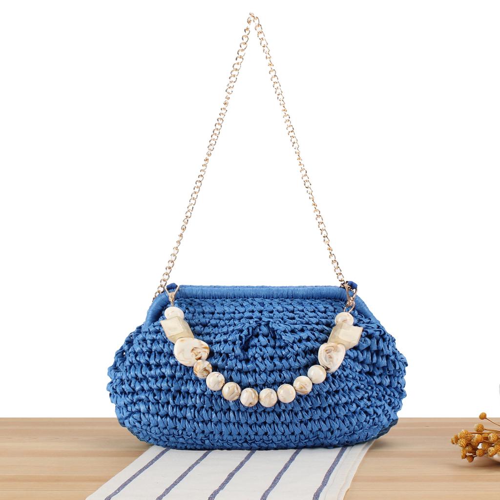 Neue Pastell-Webtasche für Damen, Bonbonfarbene Geometrische Geflochtene Tragetasche, Vielseitige Umhängetasche für den täglichen Freizeitgebrauch & Strandurlaub, Nischendesign