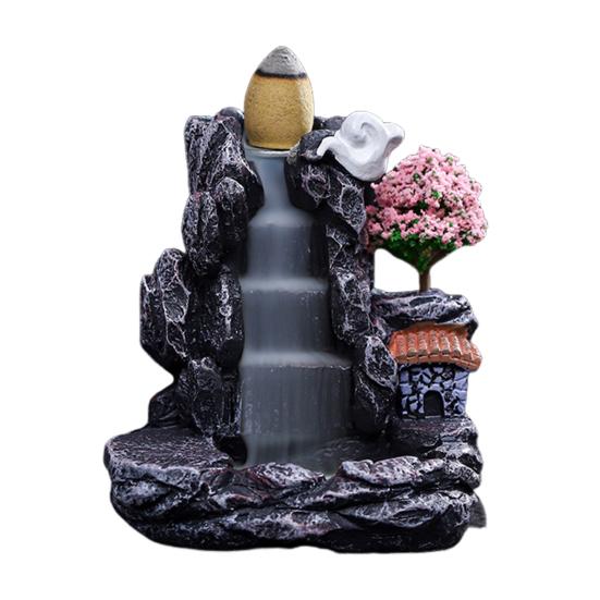 Bruciatore di Incenso a Reflusso Effetto Cascata Porta Incenso Zen Cascata Rocciosa Bruciatore di Coni di Incenso per Casa Ufficio Meditazione