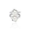 POPPI Silver double pearl wave ring