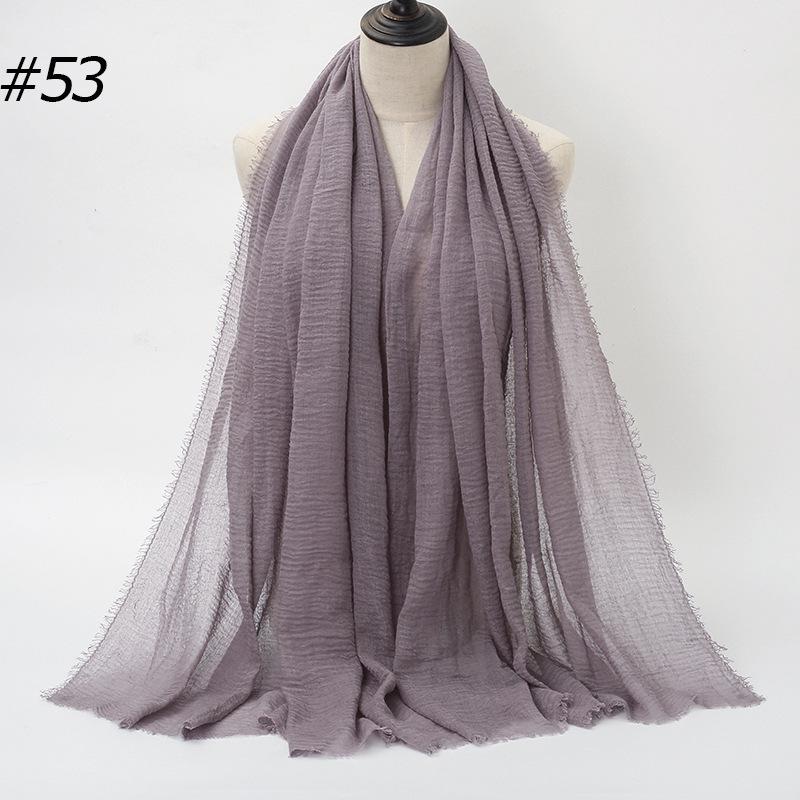 Solid Color Wrinkled Cotton-Linen Feel Women's Headscarf with Fur Edge