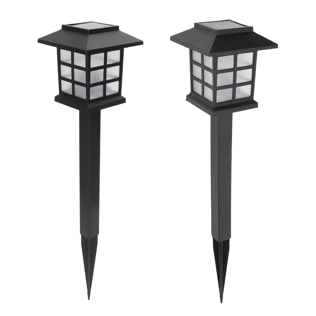 2Set LED Solar Lawn Light Waterproof Small House Shaped Stake Light Walkway Light White Light