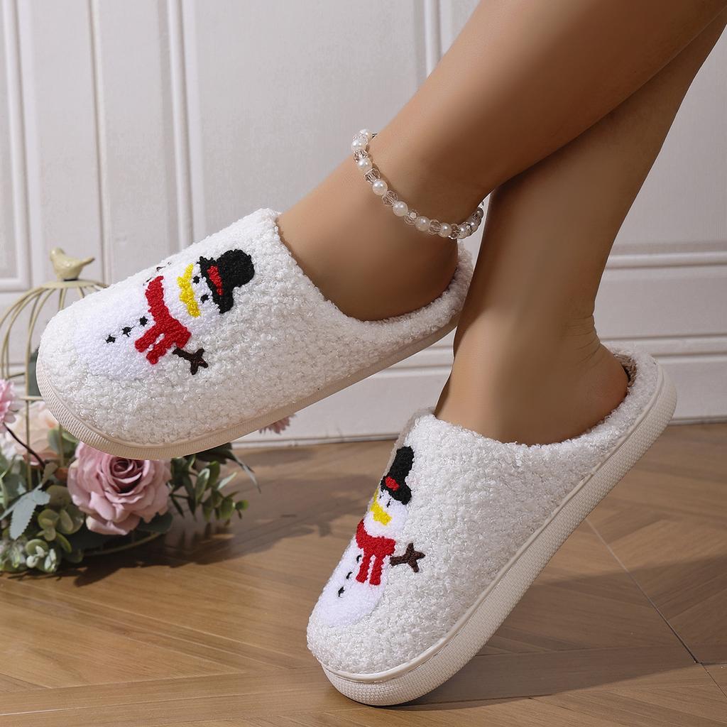 Fashion Christmas Women Slippers Cute Gingerbread Winter Warm Slides Couple Houseshoes Men Bedroom Flat Soft Sole Home Shoes for Gift
