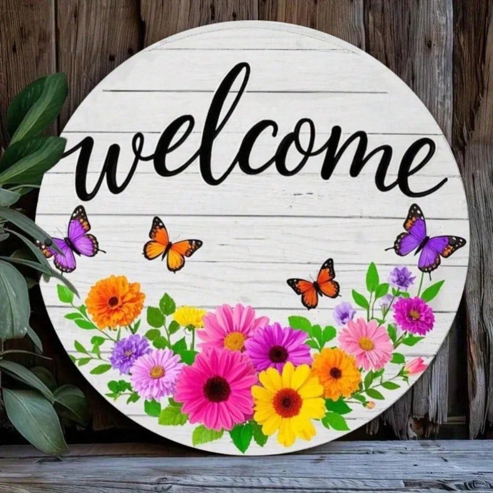 Vintage Metal Butterfly Wall Art 2D Farmhouse Door Hanging Sign Porch Window Decor Indoor Outdoor Tin Painting