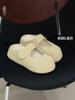 Leather Velcro Mary Jane Shoes Slippers Women's 2025 Summer New Baotou Soft Sole Platform Versatile Cool Slippers