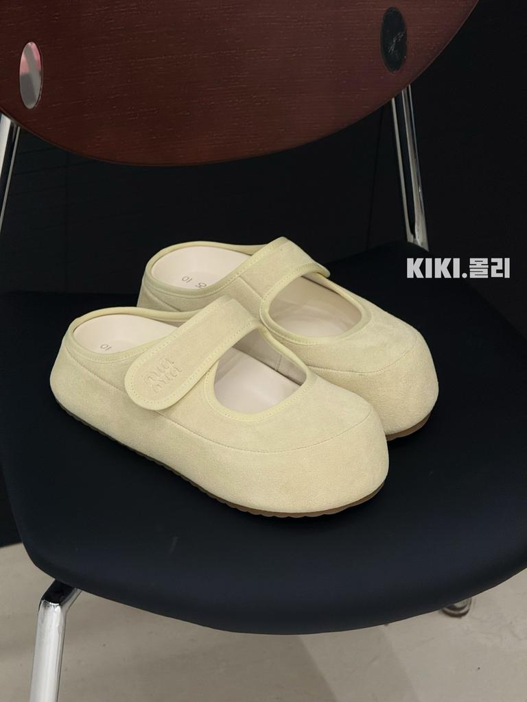 Leather Velcro Mary Jane Shoes Slippers Women's 2025 Summer New Baotou Soft Sole Platform Versatile Cool Slippers