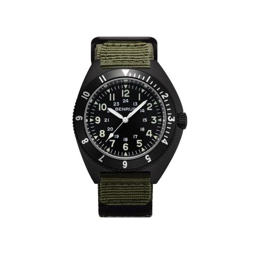 Benrus TYPE-2-BK-COMBAT-KH Men's Watch, Black/Khaki