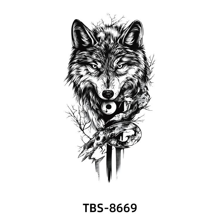 2025 Full/Half Arm Wolf, Tiger, & Flower Tattoo Stickers - European/American Style