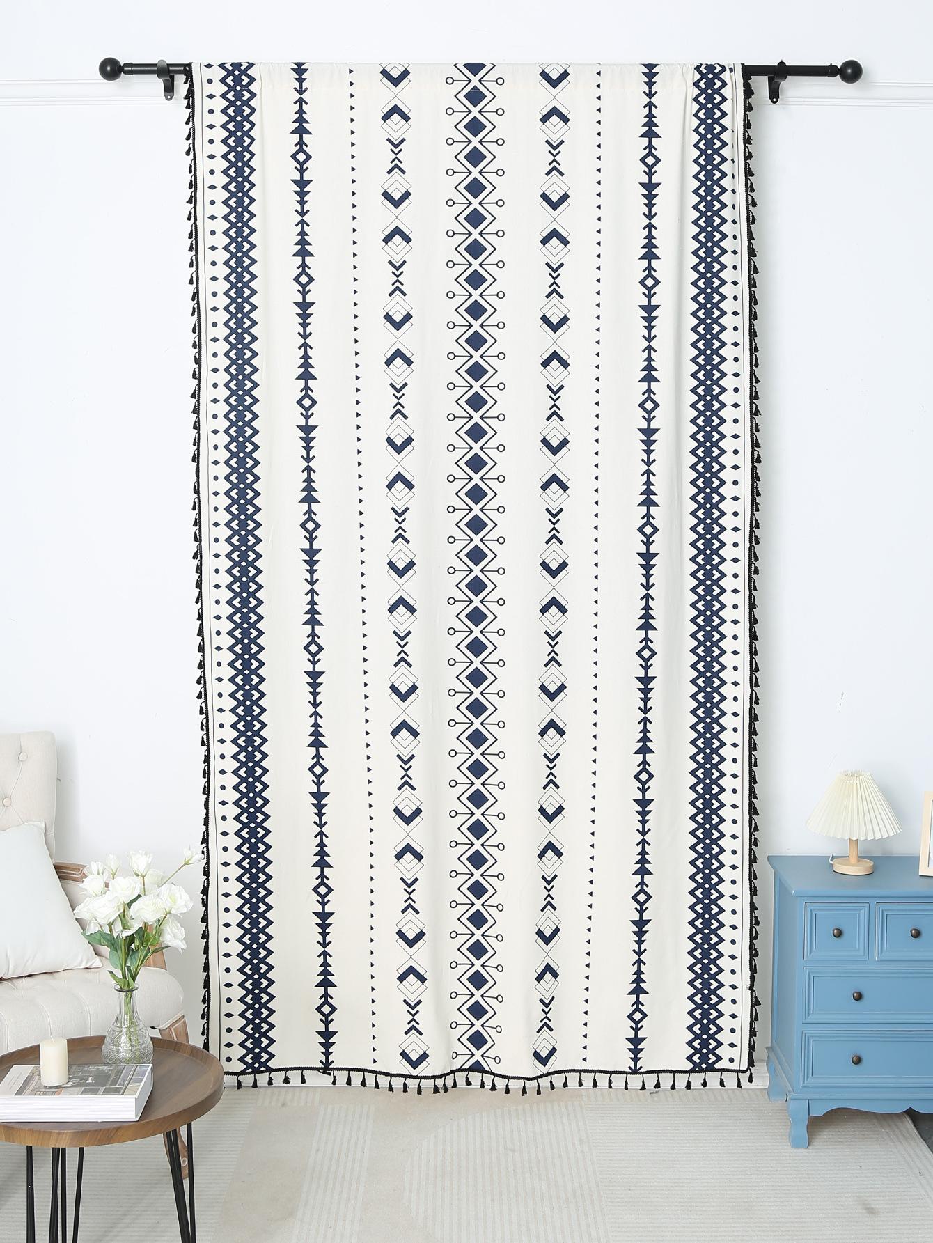 

Корейская гостиная балкон бохо хлопок и лен затемняющие черные напечатанные шторы от пола до потолка 260*140