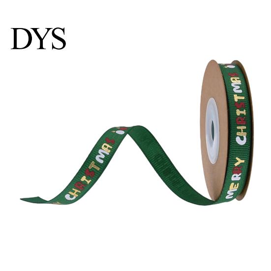 Seasonal Foil Ribbon for Party Decor Christmas Gold Ribbon, Merry Decorative Fabric Glittering Text Holiday Gift Packing, Xmas Decorations Stamping