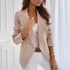 Chaqueta de traje de mujer con solapa cruzada y manga larga, color liso, estilo urbano, para negocios, informal, para uso diario.