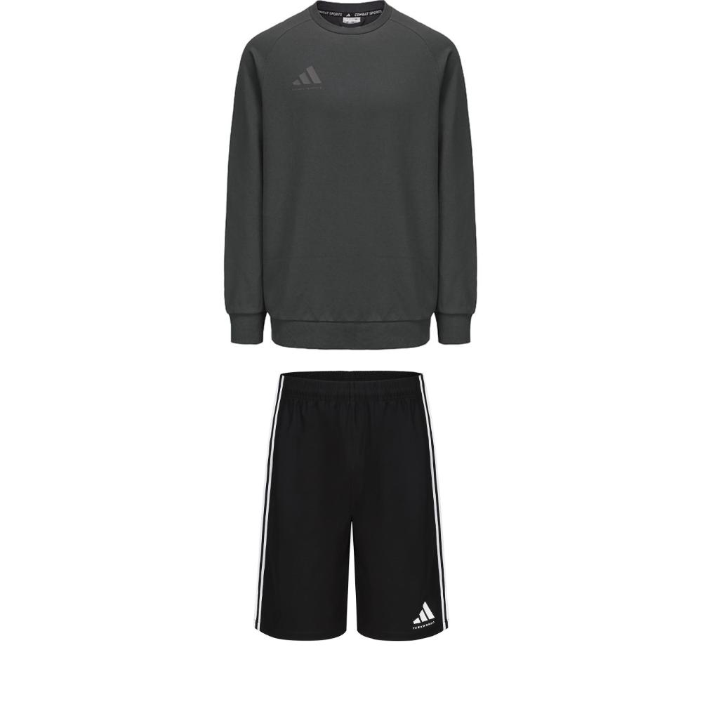 

Adidas Comfortable Crew Neck Pullover Long Sleeve Sweatshirt With Drawstring Simple Shorts Casual Sports Set Men Sets ACLLSPS3CS-GFC+S21ATMSH2T-BW XL