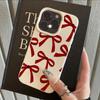 Fashion Red Bow Pattern Lychee Texture Phone Case For iPhone 17 11 12 13 14 15 16 Pro Max 17 Air 15 Plus X XS XR 16E Soft Cover