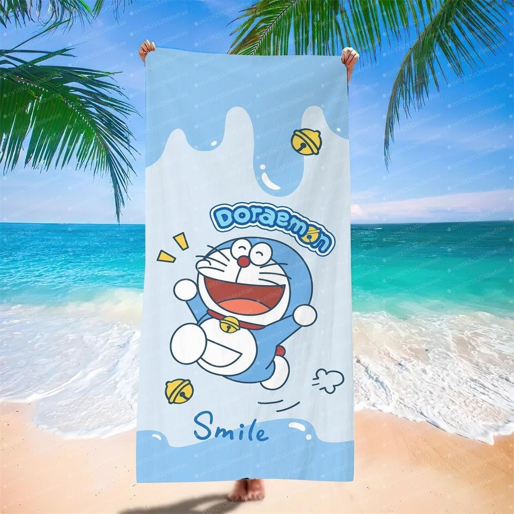 Doraemon Beach Towel Cartoon Cute Printed Bath Towel Microfiber Robotic Cat Swimming Quick Dry Comfortable Soft Beach Towel