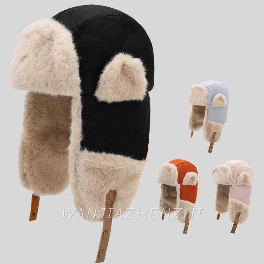 Thickened Velvet and Thickened Windproof and Warm Ear Protection Hat Outdoor Riding Cold Northeast Cotton Hat Men