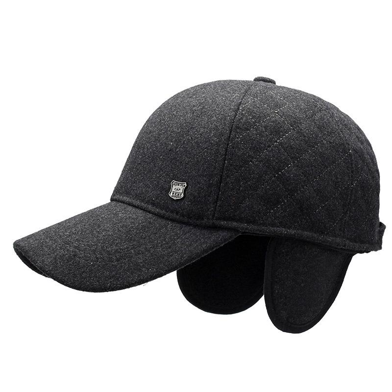 Men'S Hat Middle-Aged And Elderly Thickened Ear Protector Warm Cap Outdoor Woolen Cold-Proof Dad Cotton Hat