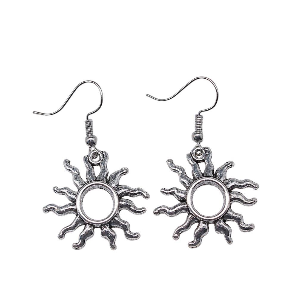 Matte Crescent Moon Dangle Earrings Sun Minimalist Gothic Lunar Drop Earrings Dark Celestial Jewelry