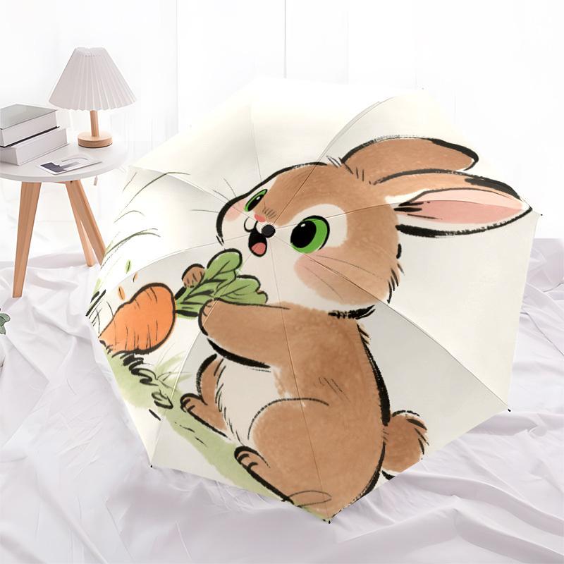 1pc Bunny Carrot Automatic Open/Close Umbrella Compact Folding Umbrella, All-Season Portable Umbrella for Women/Men F1124136