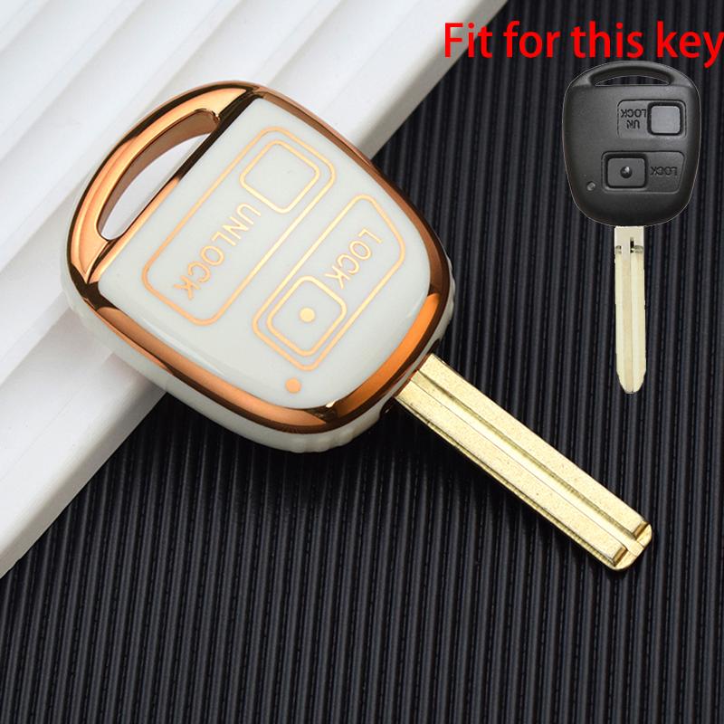 

Чехол для ключей от машины с 2 3 кнопками, брелок для Lexus RX 330 Is200 для Toyota Avensis Yaris Camry 30 RAV4 Land Cruiser 120 Prado Corolla Land Cruiser 2 Button Key Case белый