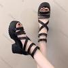 Fashion Comemore Summer Sandals 9CM Wedge Heels New Women Beach Thick Bottom Black Open Toe Casual Roman Shoes Ladies Heeled Sandales