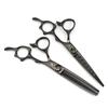 6.0" Black Hollow Hairdressing Scissors - Straight & Thinning Shears
