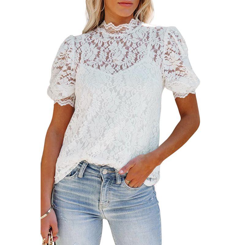 

Bubble Pullover Fashion Wind Lace Breathable Thin Short Sleeve White Size XL(Suitable (72.50 kg-80.00 kg)