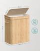 SONGMICS Laundry Basket with Lid, Laundry Hamper Bamboo, Laundry Bag Removable and Machine Washable with Handles, 100 Litres, for Laundry Room