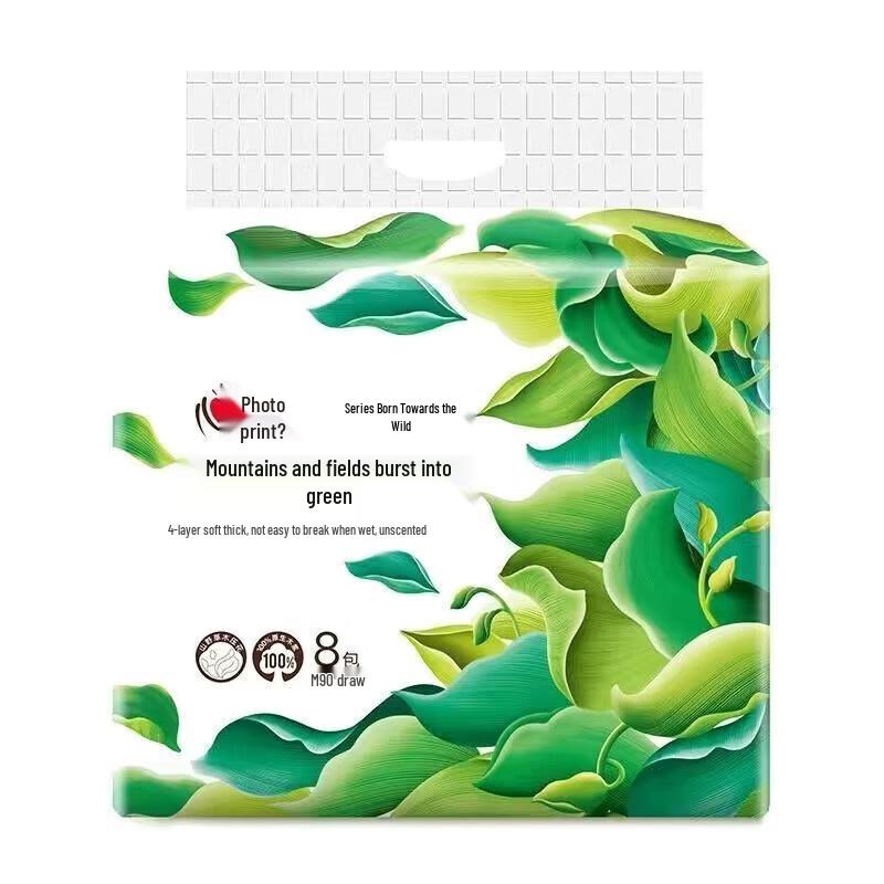 Kissun Wilderness Bloom Green Facial Tissues