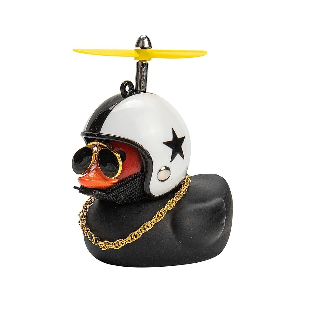Motorcycle Accessories Helmet Broken Wind Small Black Duck Dashboard Rearview Mirror Standing Camouflage Helmet Mini Black Duck