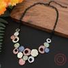 New color painting oil geometric hollow round necklace earrings set fashionable women's round jewelry set