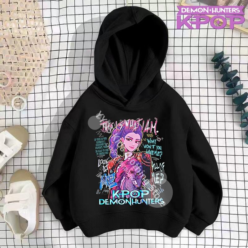 Y2K KPop ציידי שדים קפוצ'ונים נערות מתבגרות בנים רומי KPop ציידי שדים קפוצ'ון סתיו קז'ואל שרוול ארוך בגדי ילדים