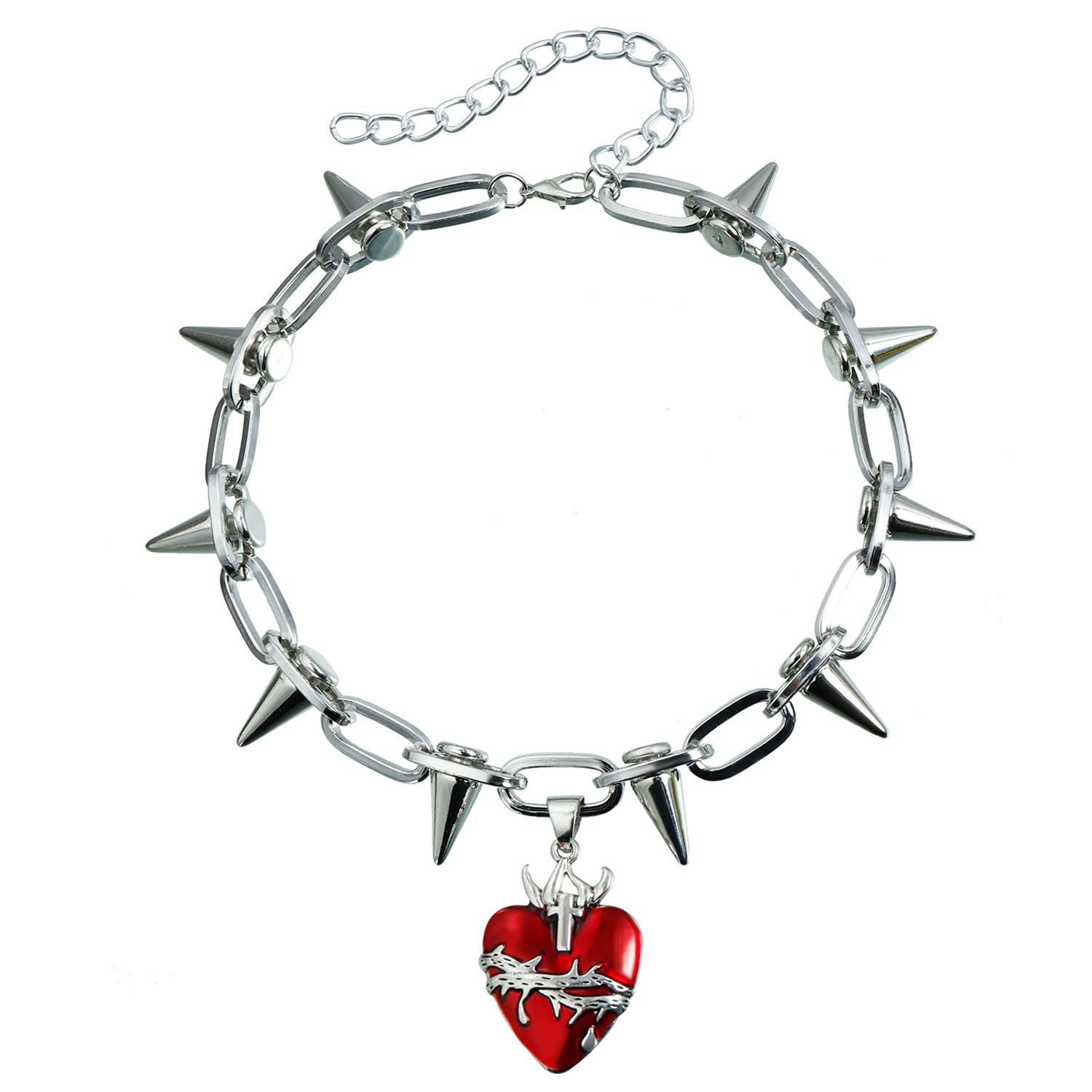 ins dark babes wind cone chain love collarbone chain light luxury y1k subculture necklace